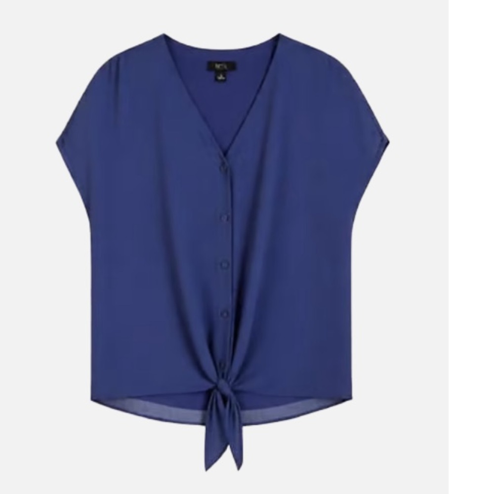 BCX Women's V-Neck Blue Blouse